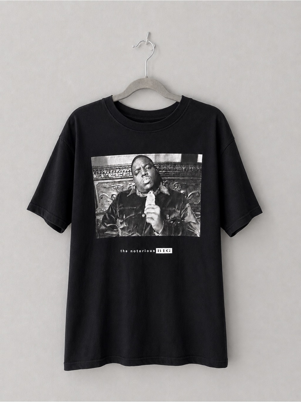 GAP Black Graphic Tee with Grayscale The Notorious B.I.G. Portrait - Boys Size 6